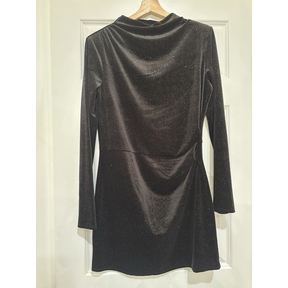 Black And Gold Long Sleeve Mock Neck Mini Dress Size L Bodycon Party Dress